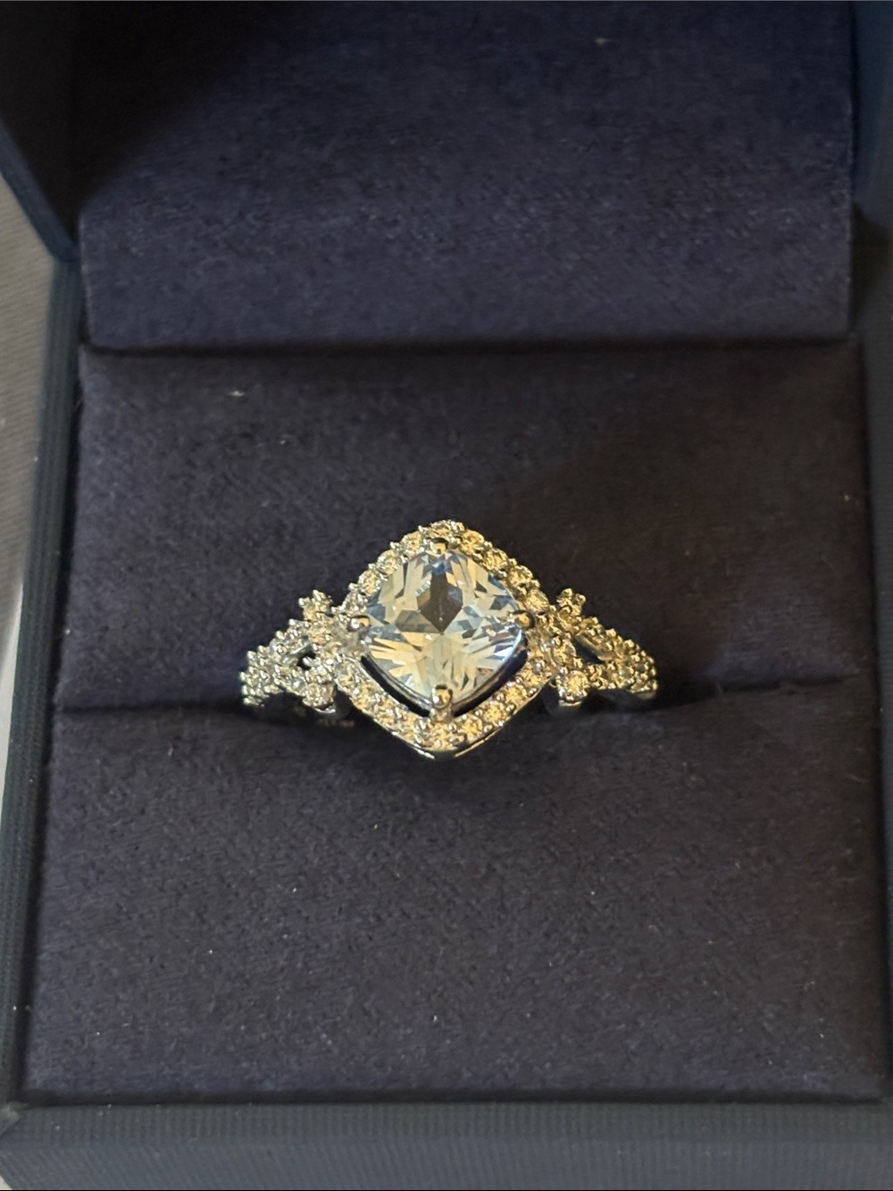 Blue & White Topaz Pendant AND Ring Set
